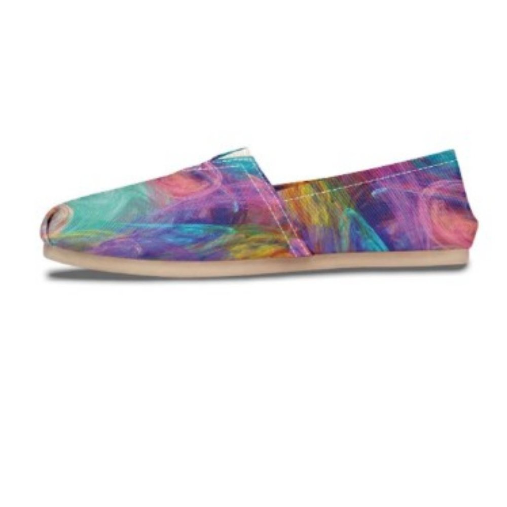 WOMENS YES WE VIBE HAPPY HIPPIE IN COLORS FULL FRONT CANVAS SHOES SIZE 11W